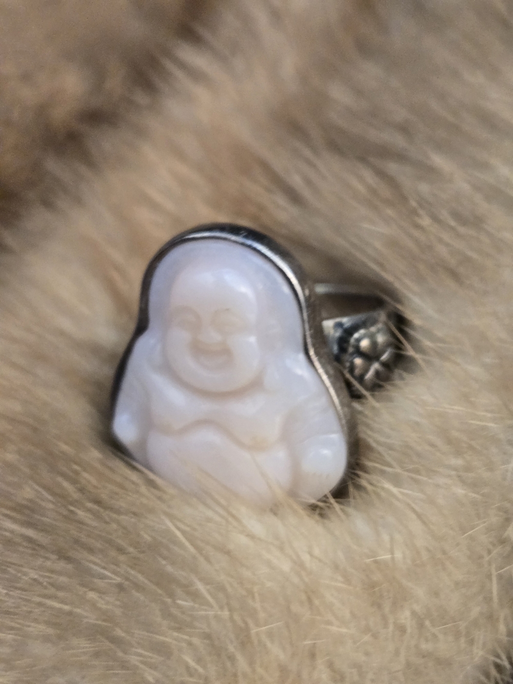 Sterling Silver Pink Opal Buddha Ring - AMY KAHN RUSSELL